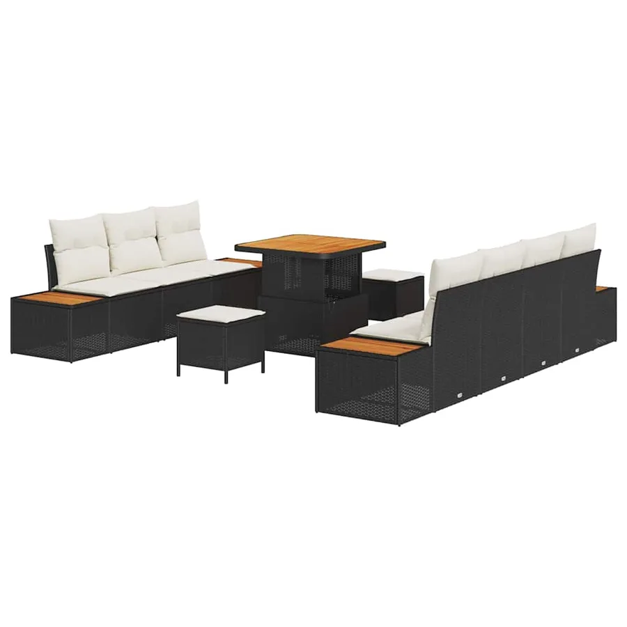 Ensemble de canapé de jardin 10 pcs Noir Poly rotin - 2