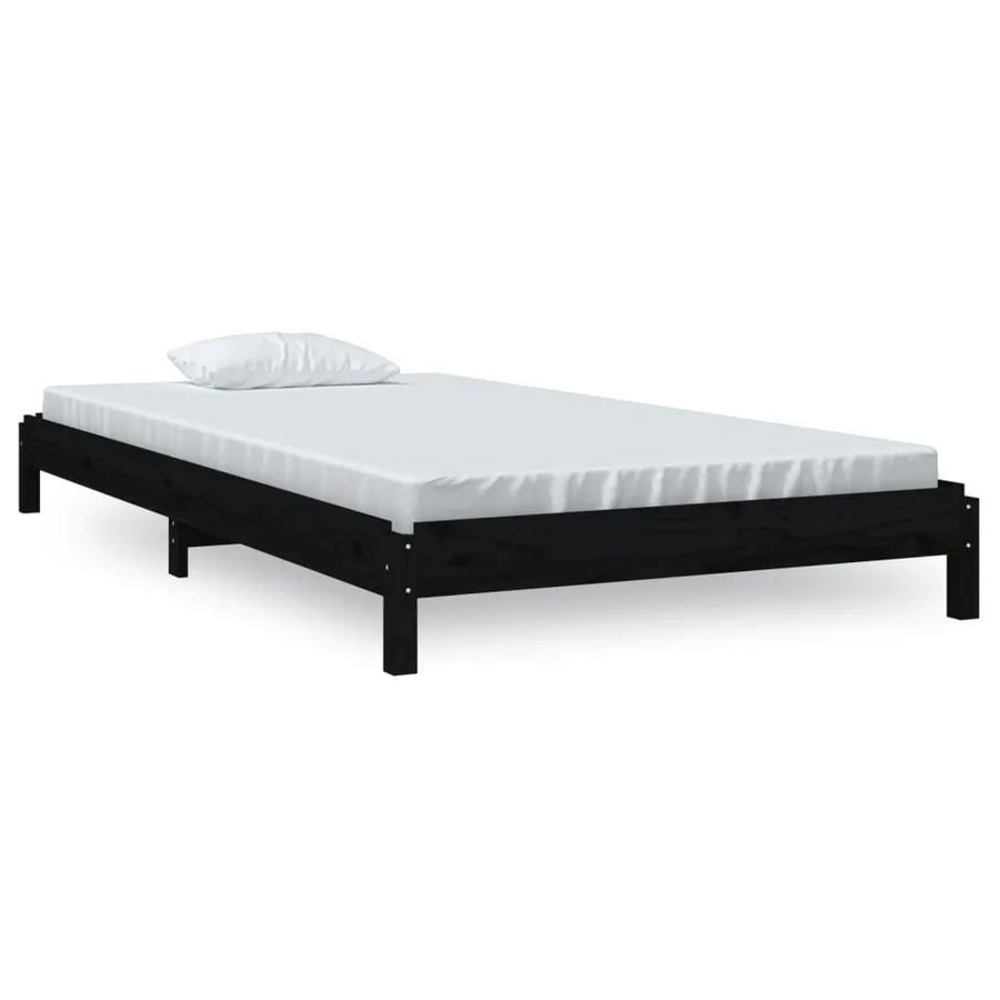 Lit empilable sans matelas noir 80x200 cm bois massif de pin - 2