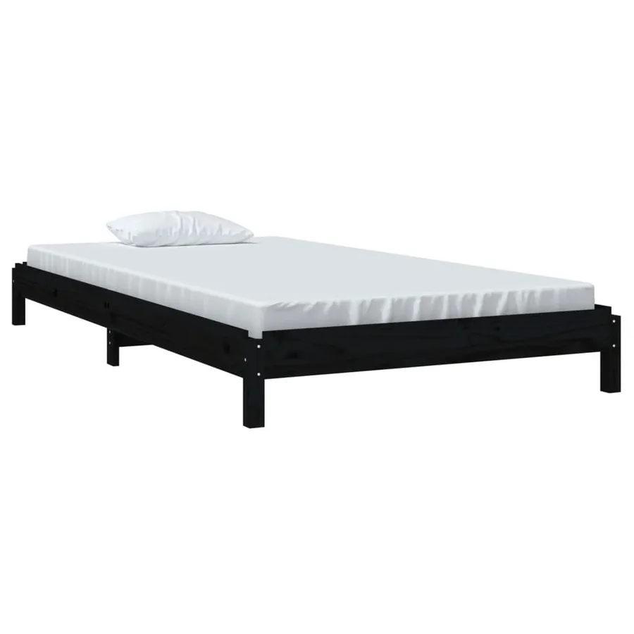 Lit empilable sans matelas noir 80x200 cm bois massif de pin - 3
