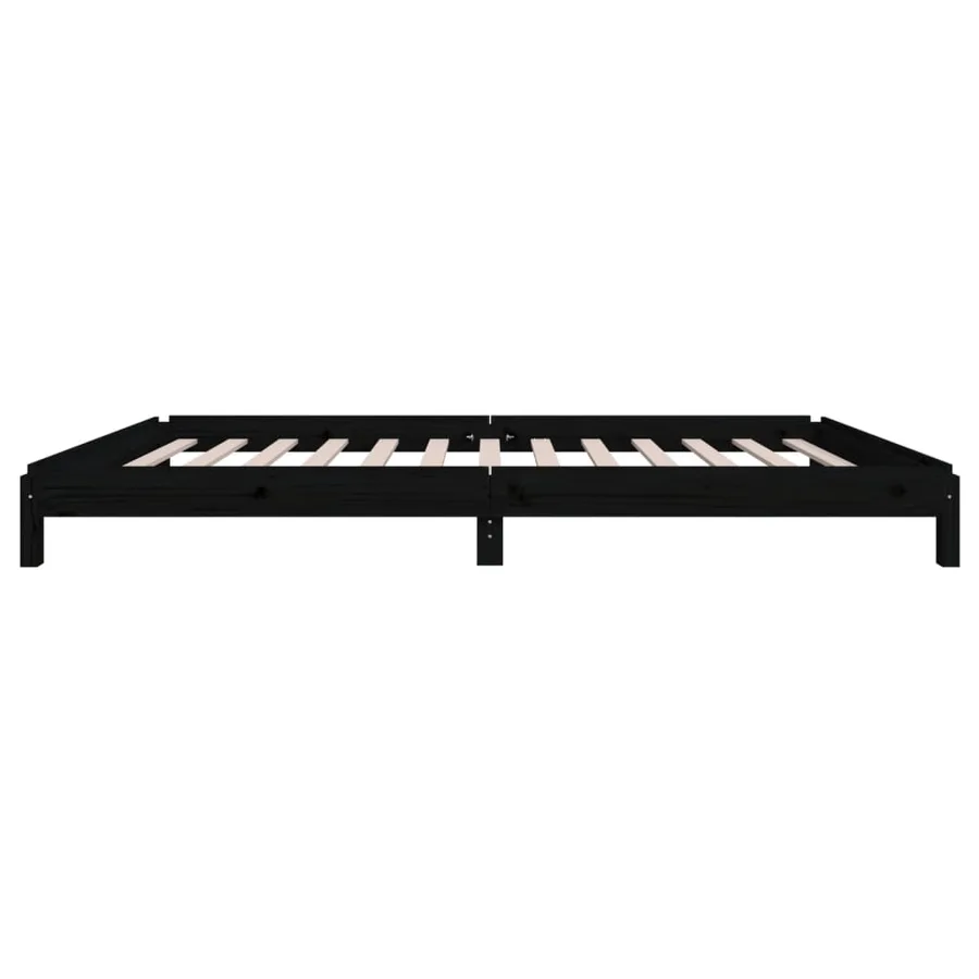 Lit empilable sans matelas noir 80x200 cm bois massif de pin - 9