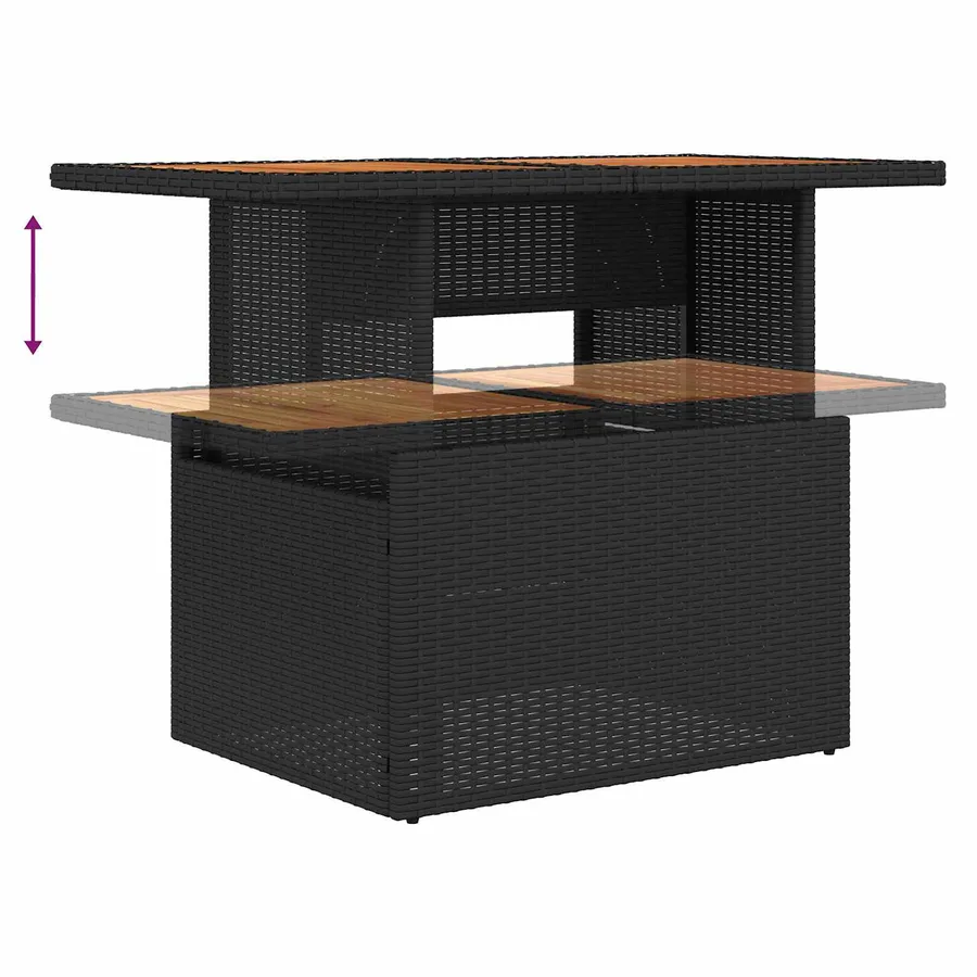 Ensemble de canapé de jardin 7 pcs Noir Poly rotin - 14