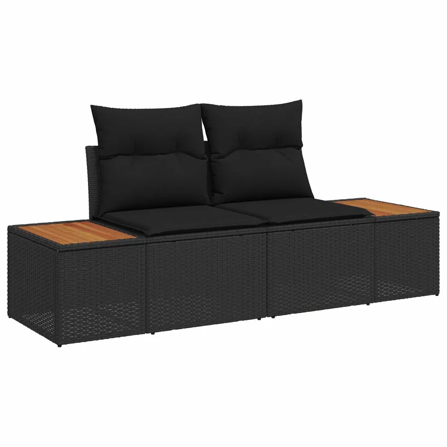 Ensemble de canapé de jardin 7 pcs Noir Poly rotin - 4