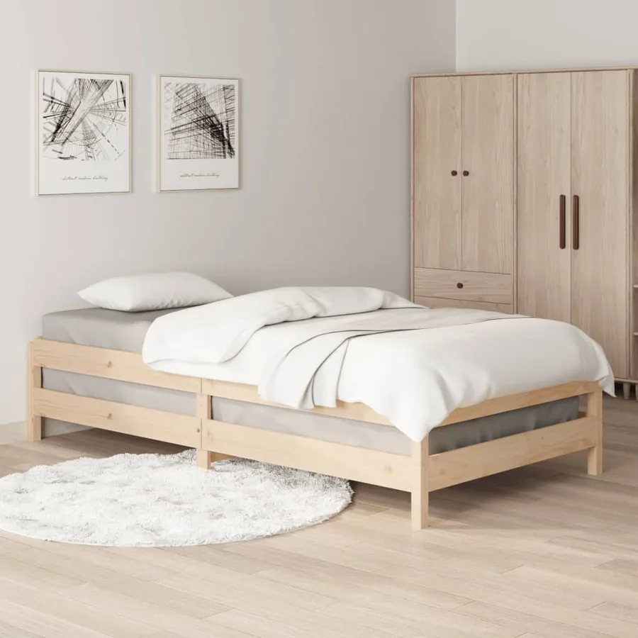 Lit empilable sans matelas 100x200 cm bois massif de pin - 4