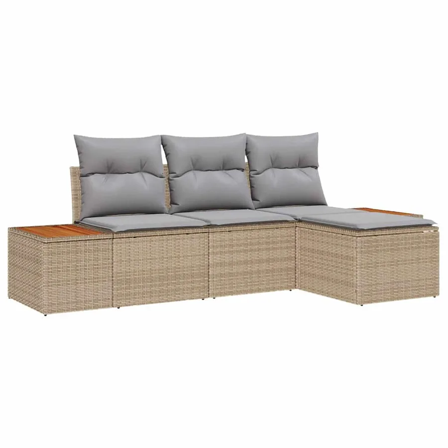 Ensemble de canapé de jardin 4 pcs Beige et Gris clair - 2