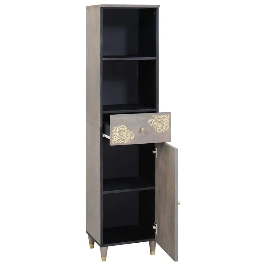 Armoire de salle de bain avec tiroir Gris 38 x 33 x 160 cm - 2