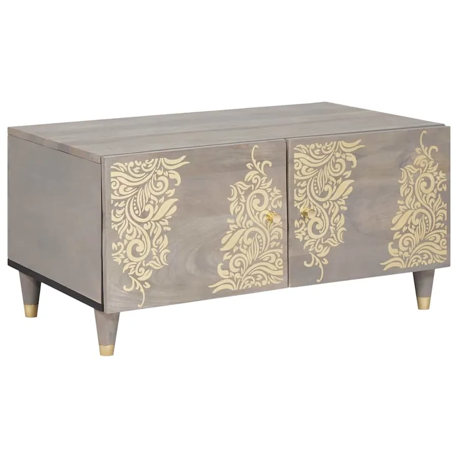 Table basse Gris 80 x 50 x 40 cm Bois de mangue massif