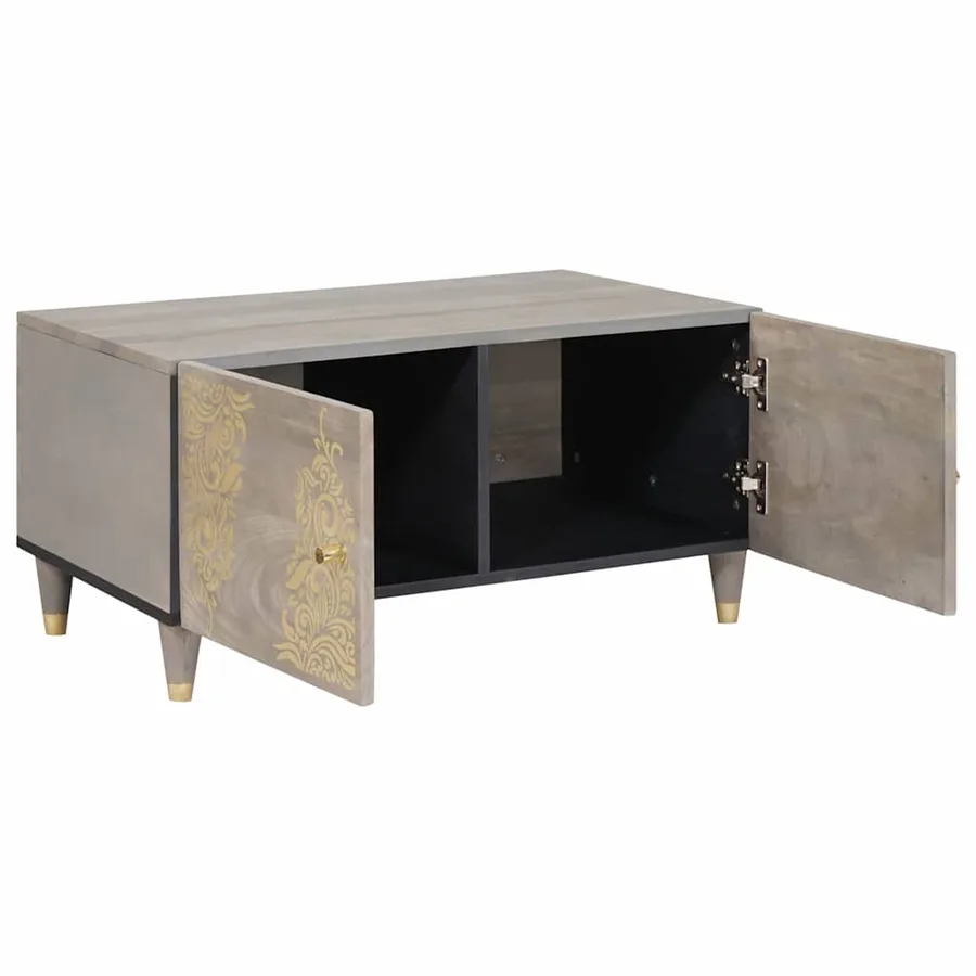 Table basse Gris 80 x 50 x 40 cm Bois de mangue massif - 2