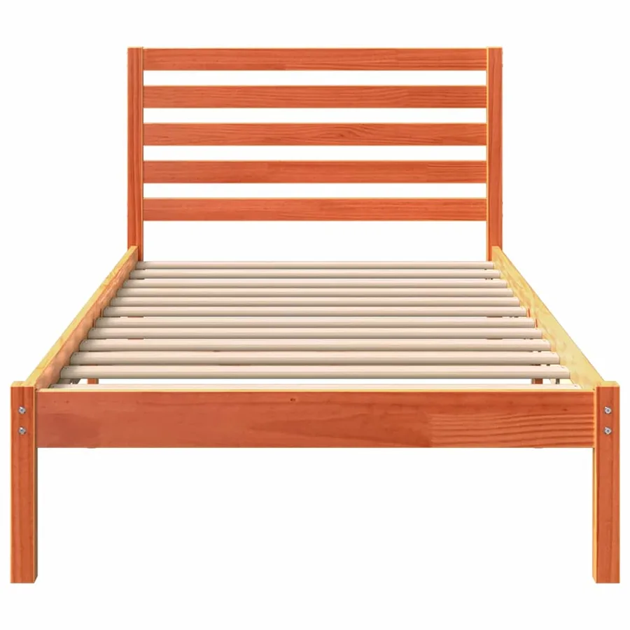 Cadre de lit avec tête de lit Brun cire 80 x 200 cm Pin massif - 5