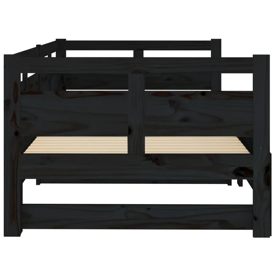 Lit coulissant sans matelas noir 2x(90x190) cm - 8