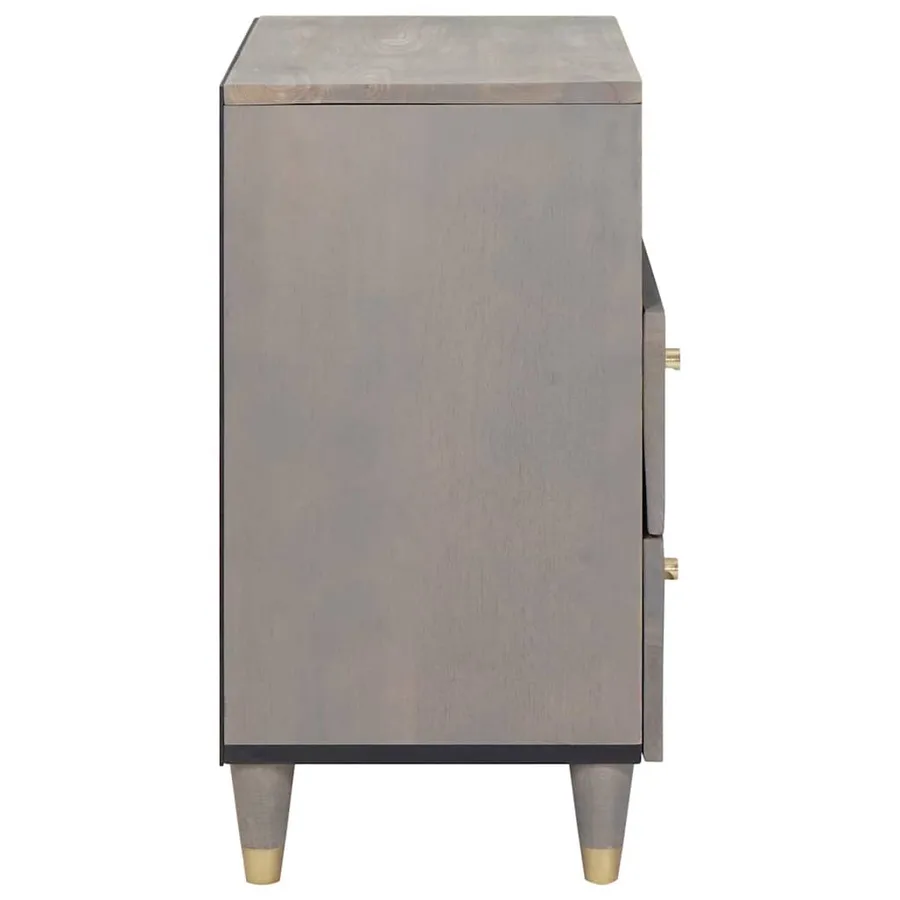 Cabinet de chevet Gris 50 x 33 x 62 cm Bois de mangue massif - 4