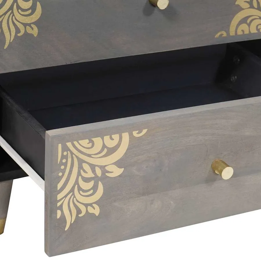 Cabinet de chevet Gris 50 x 33 x 62 cm Bois de mangue massif - 7