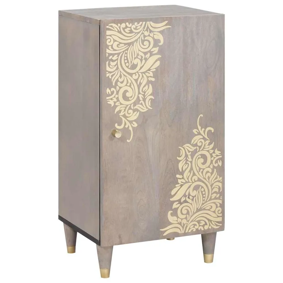 Buffet Gris et or 40 x 33 x 75 cm Bois de mangue massif
