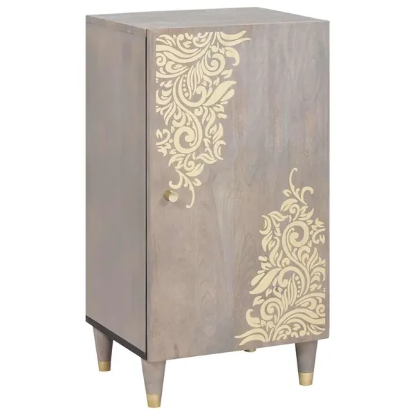 Buffet Gris et or 40 x 33 x 75 cm Bois de mangue massif