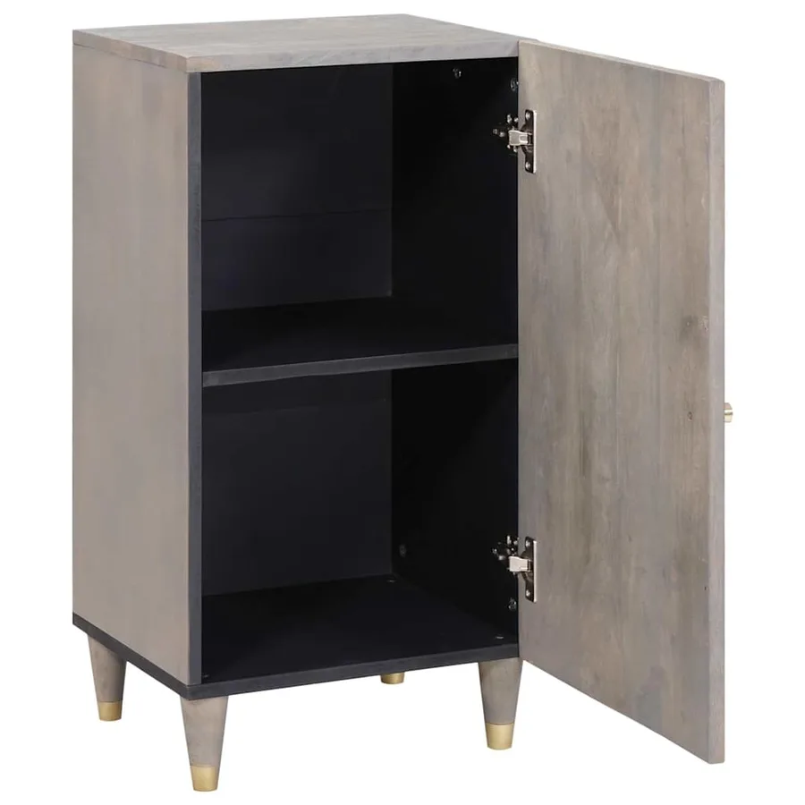 Buffet Gris et or 40 x 33 x 75 cm Bois de mangue massif - 2