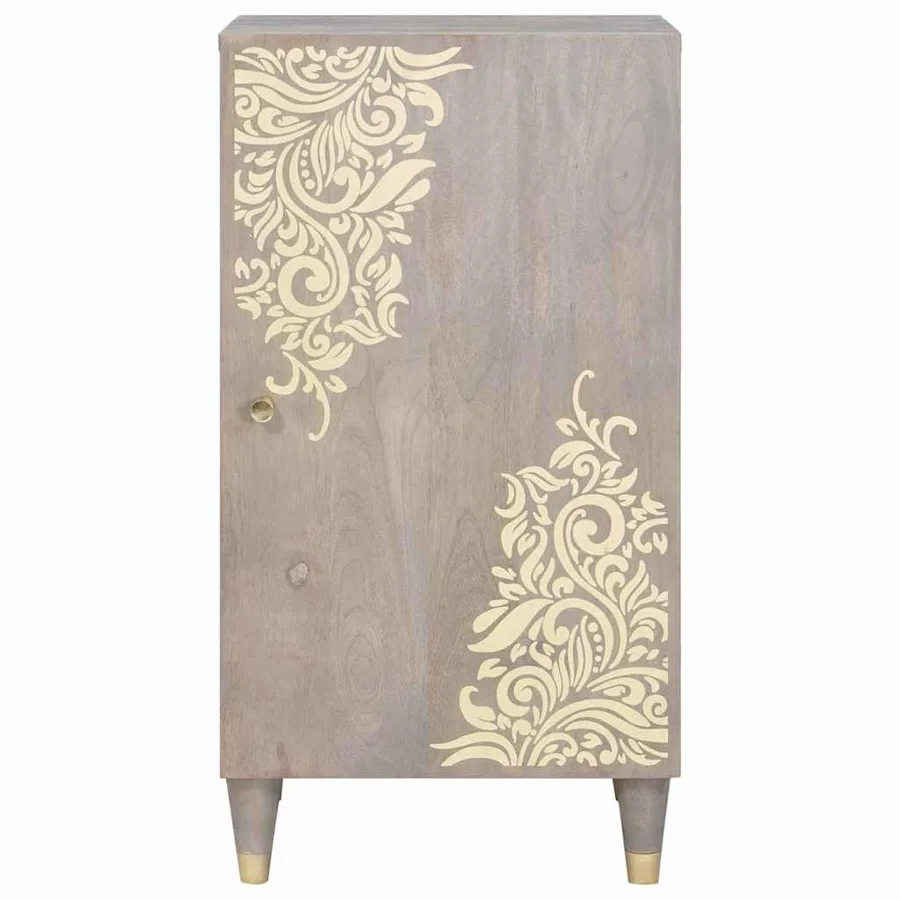 Buffet Gris et or 40 x 33 x 75 cm Bois de mangue massif - 3