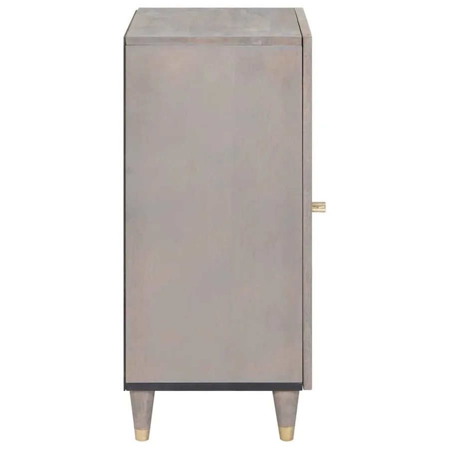 Buffet Gris et or 40 x 33 x 75 cm Bois de mangue massif - 4