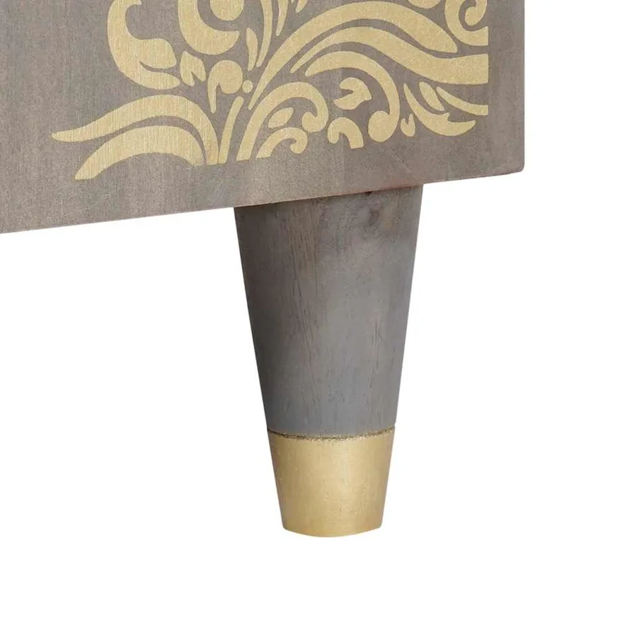 Buffet Gris et or 40 x 33 x 75 cm Bois de mangue massif - 8