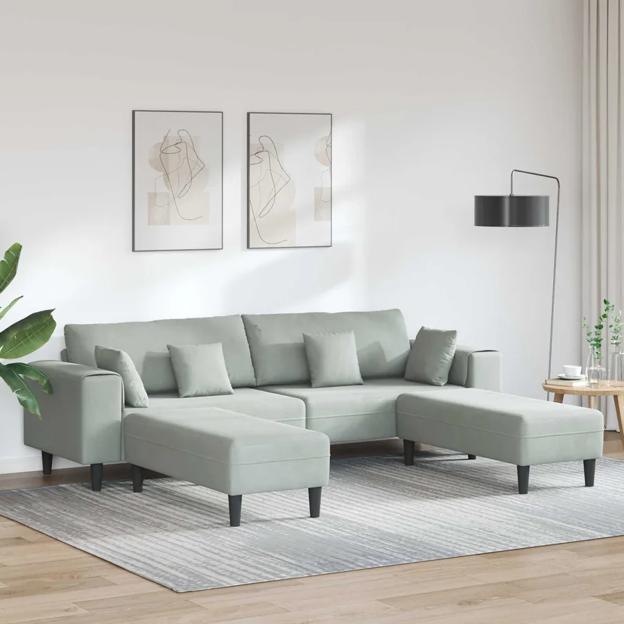Canapé 3 pcs Gris clair 250 x 188 x 76 cm Velours