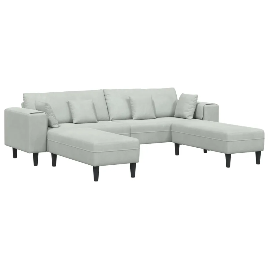 Canapé 3 pcs Gris clair 250 x 188 x 76 cm Velours - 2