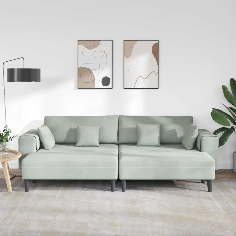 Canapé 3 pcs Gris clair 250 x 188 x 76 cm Velours - 3