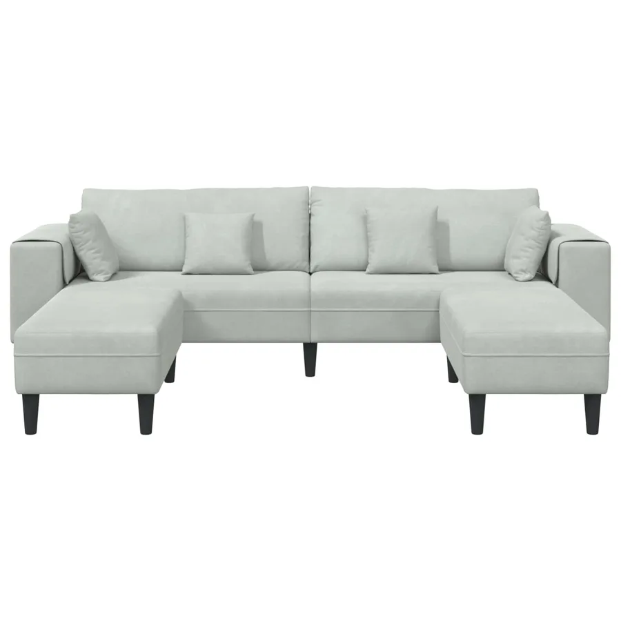 Canapé 3 pcs Gris clair 250 x 188 x 76 cm Velours - 4