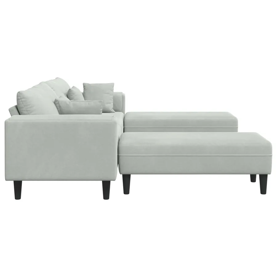 Canapé 3 pcs Gris clair 250 x 188 x 76 cm Velours - 5