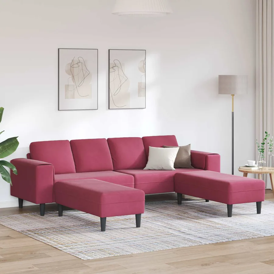 Canapé de salon 3 pcs Bordeaux 250 x 188 x 76 cm