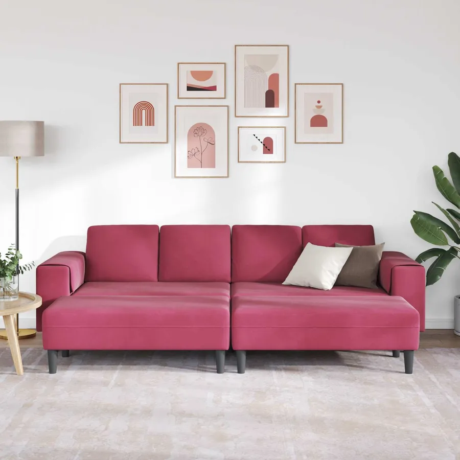 Canapé de salon 3 pcs Bordeaux 250 x 188 x 76 cm - 3
