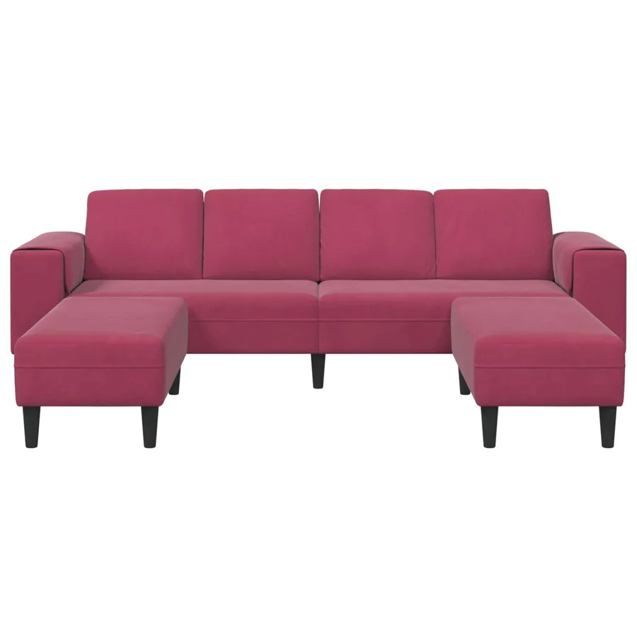 Canapé de salon 3 pcs Bordeaux 250 x 188 x 76 cm - 4