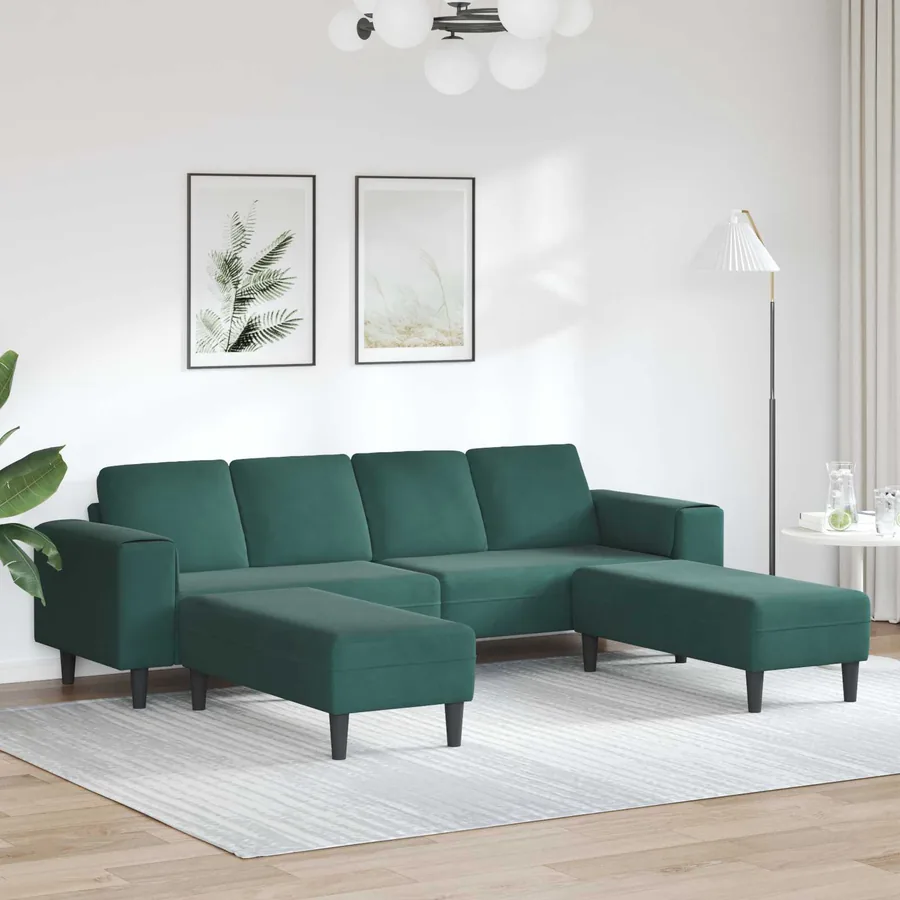 Canapé de salon 3 pcs Vert foncé 250 x 188 x 76 cm