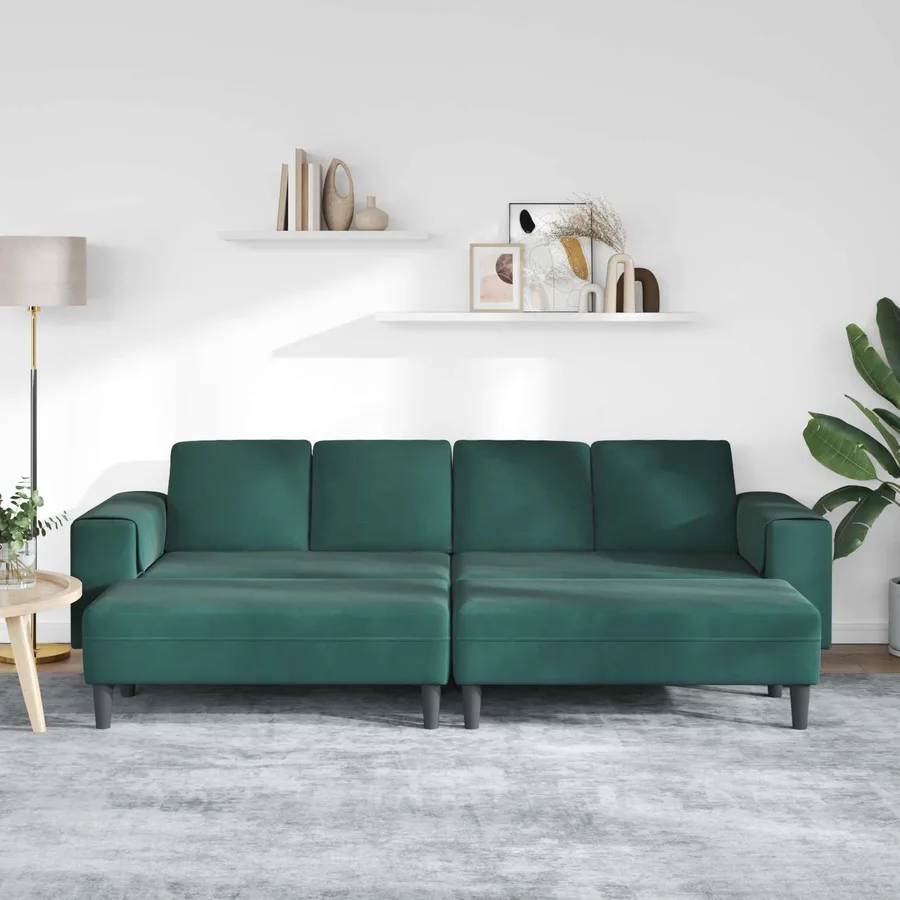Canapé de salon 3 pcs Vert foncé 250 x 188 x 76 cm - 3
