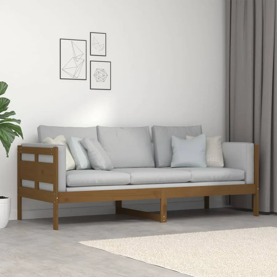 Lit de jour sans matelas marron miel bois pin massif 80x200 cm - 9