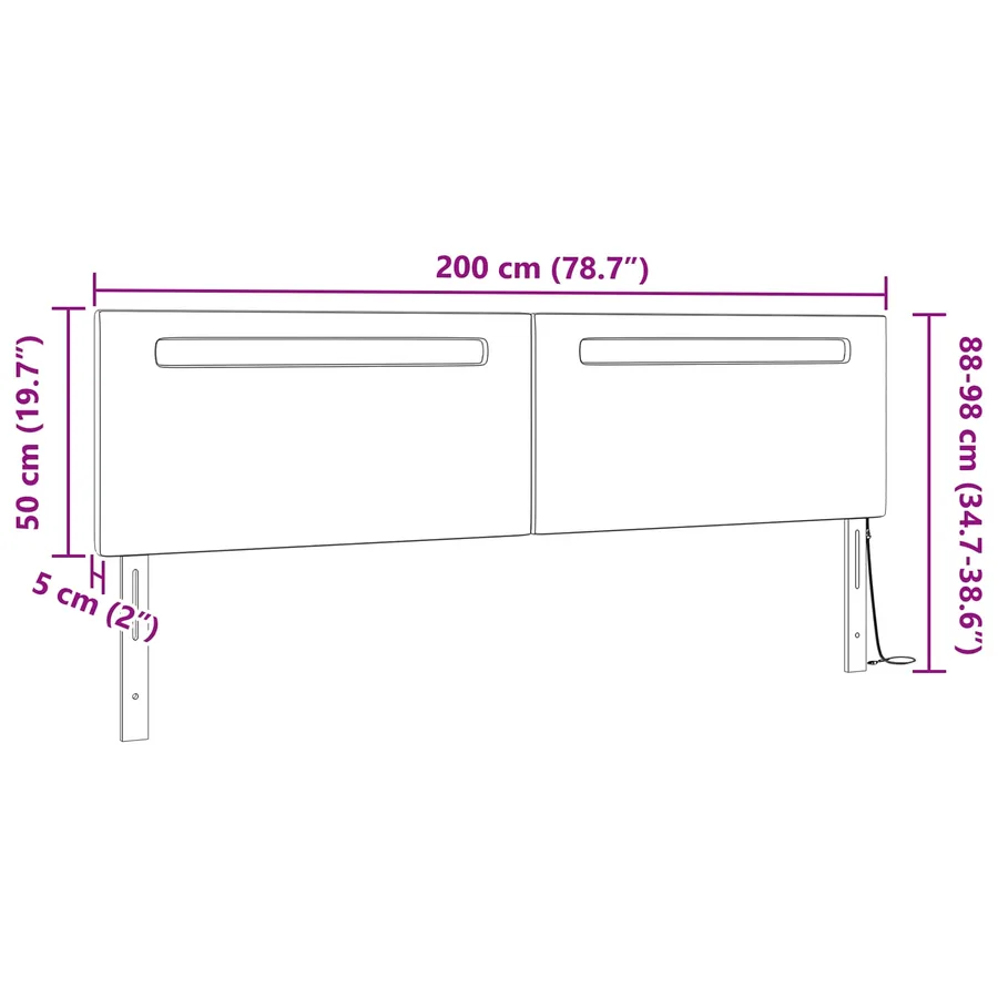 Tête de lit LED Blanc 200 cm Cuir synthétique - 10