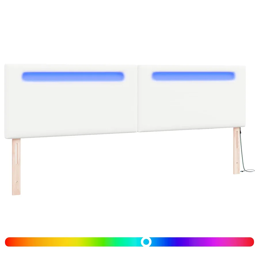 Tête de lit LED Blanc 200 cm Cuir synthétique - 2