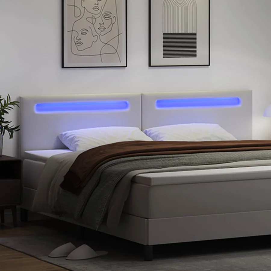 Tête de lit LED Blanc 200 cm Cuir synthétique - 3