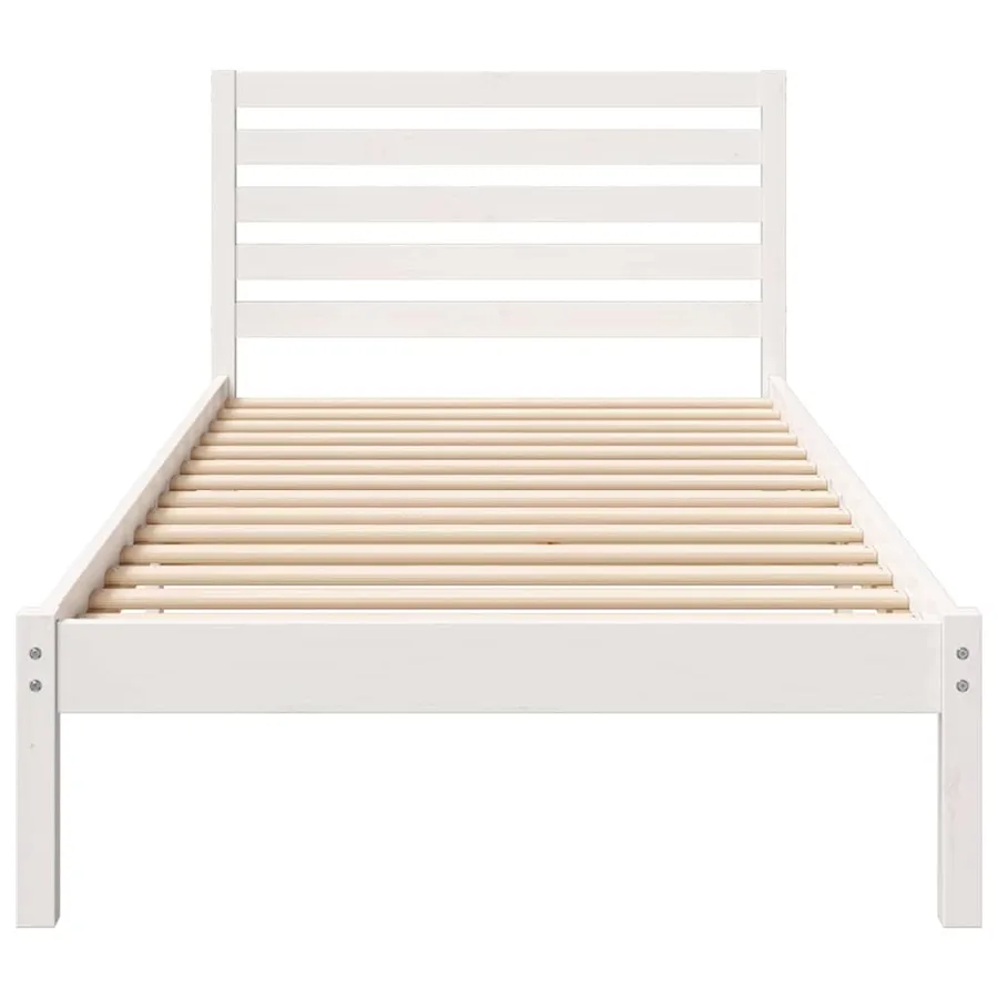 Cadre de lit avec tête de lit Blanc 90 x 210 cm Pin massif - 5