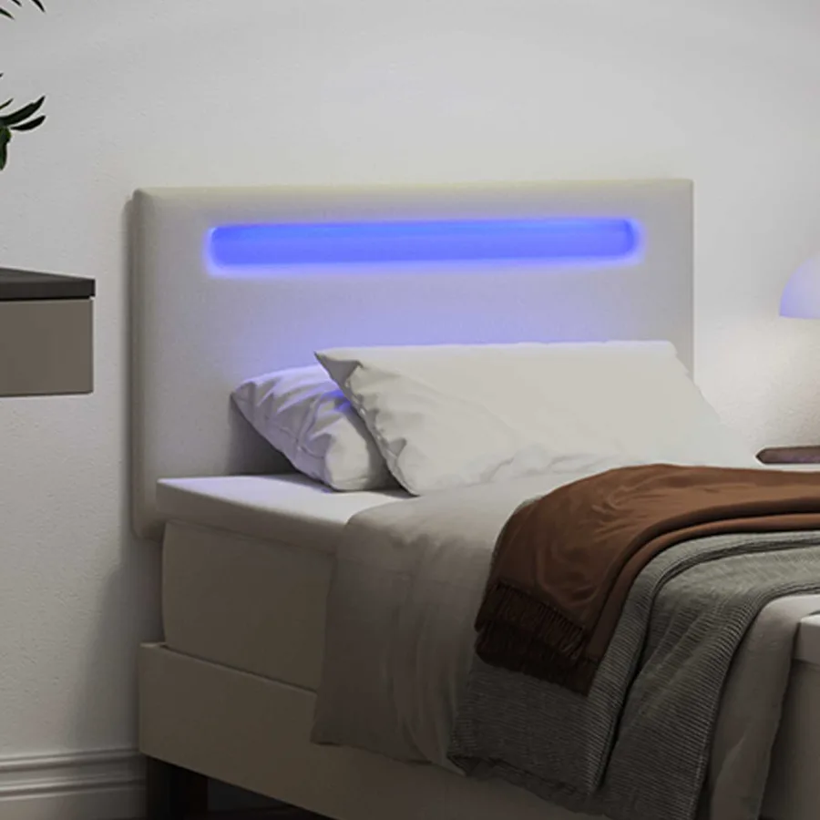 Tête de lit LED Blanc 100 cm Cuir synthétique - 3