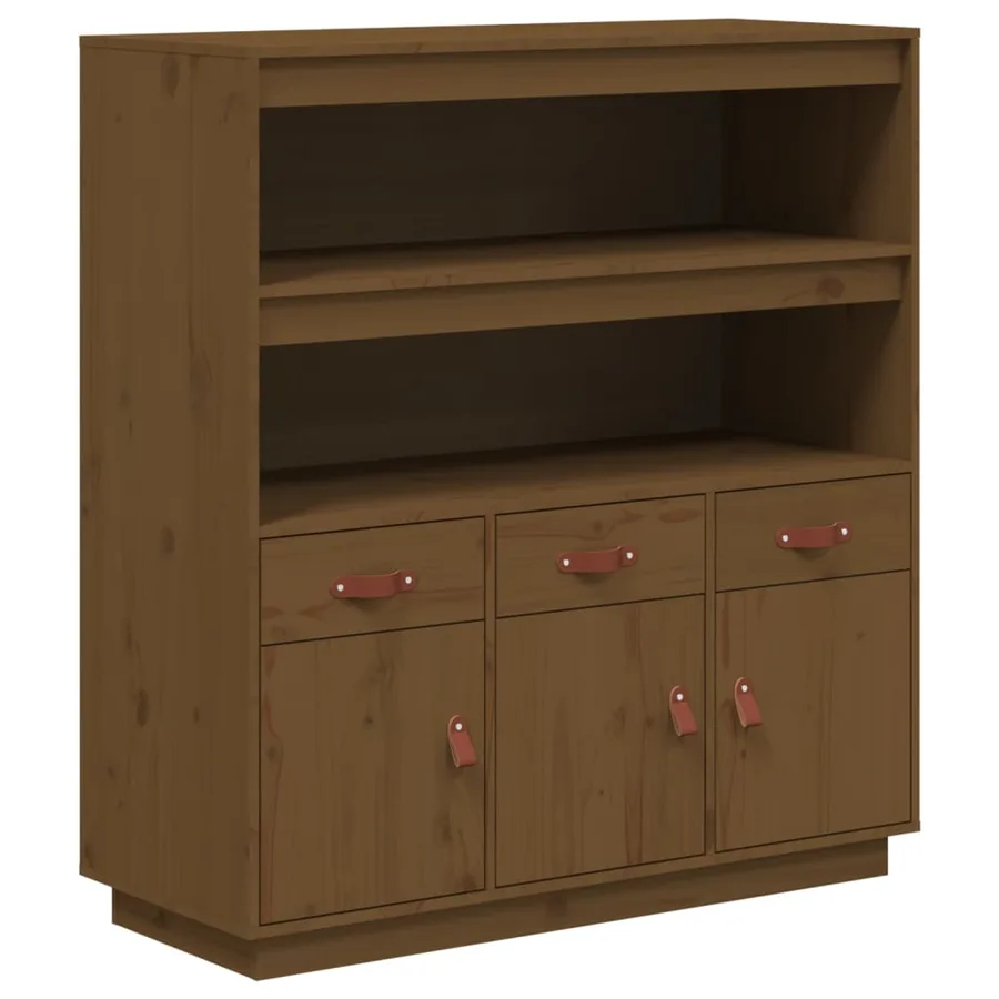 Buffet haut Marron miel 100x40x108,5 cm Bois massif de pin - 2