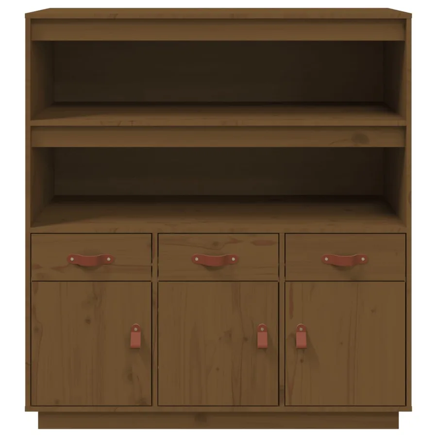 Buffet haut Marron miel 100x40x108,5 cm Bois massif de pin - 6
