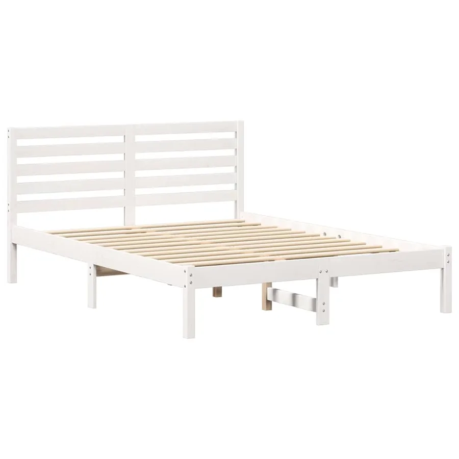 Cadre de lit avec tête de lit Blanc 140 x 190 cm Pin massif - 4