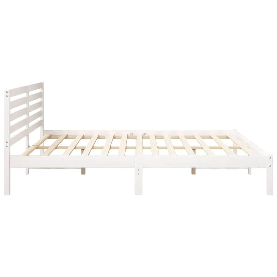 Cadre de lit avec tête de lit Blanc 200 x 200 cm Pin massif - 6