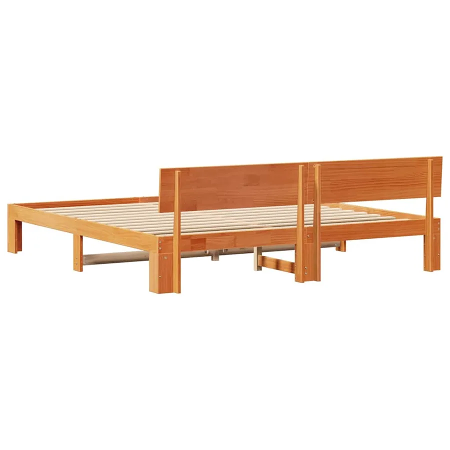 Cadre de lit avec tête de lit Brun cire 180 x 200 cm Pin massif - 7