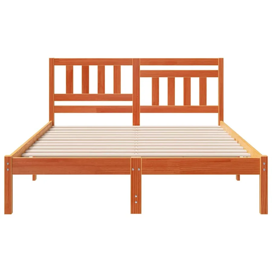 Cadre de lit Marron cire 135 x 190 cm Bois massif en pin - 4