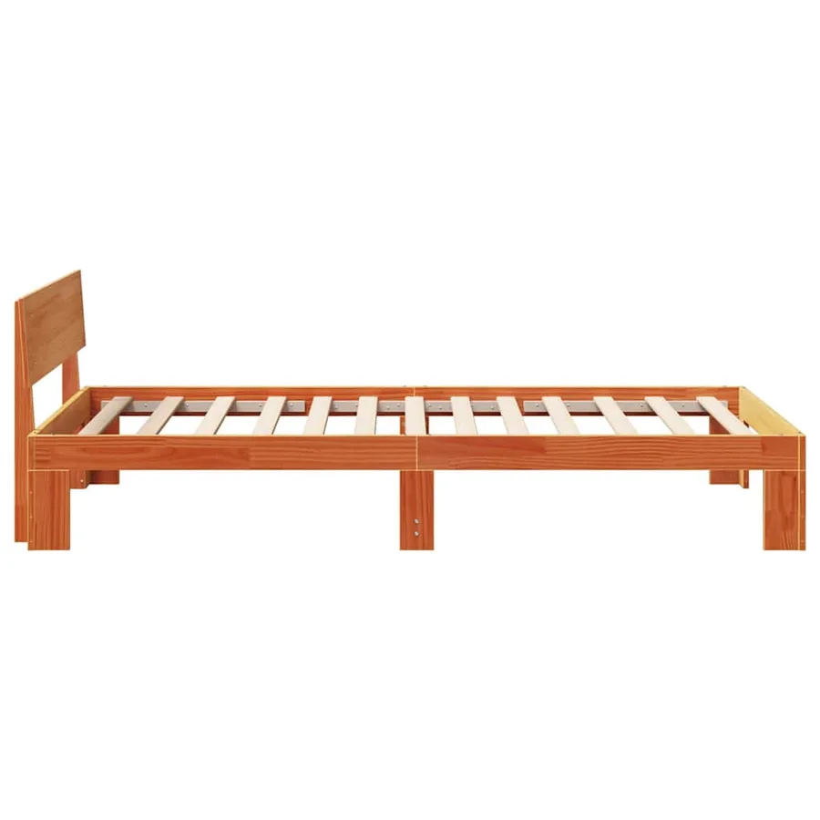 Cadre de lit avec tête de lit Brun cire 90 x 190 cm Pin massif - 6