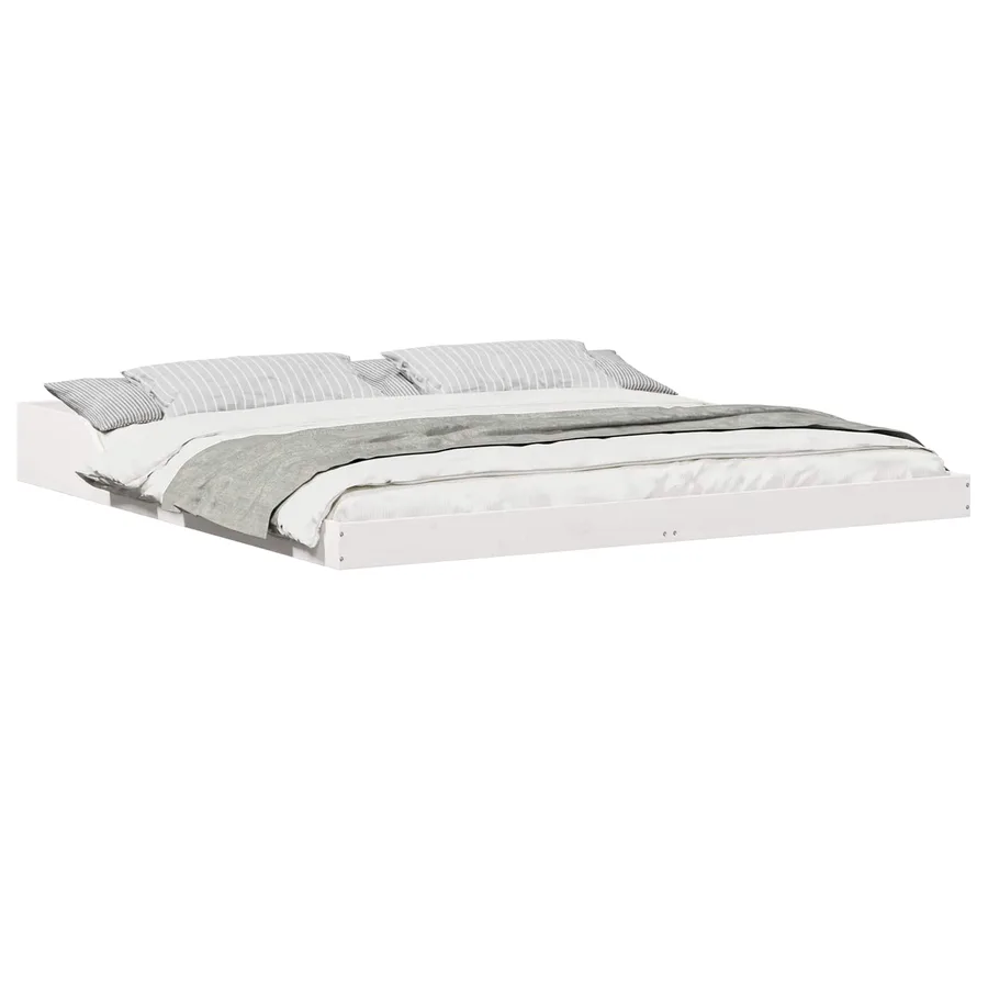 Cadre de lit Blanc 200 x 200 cm Pin massif - 2