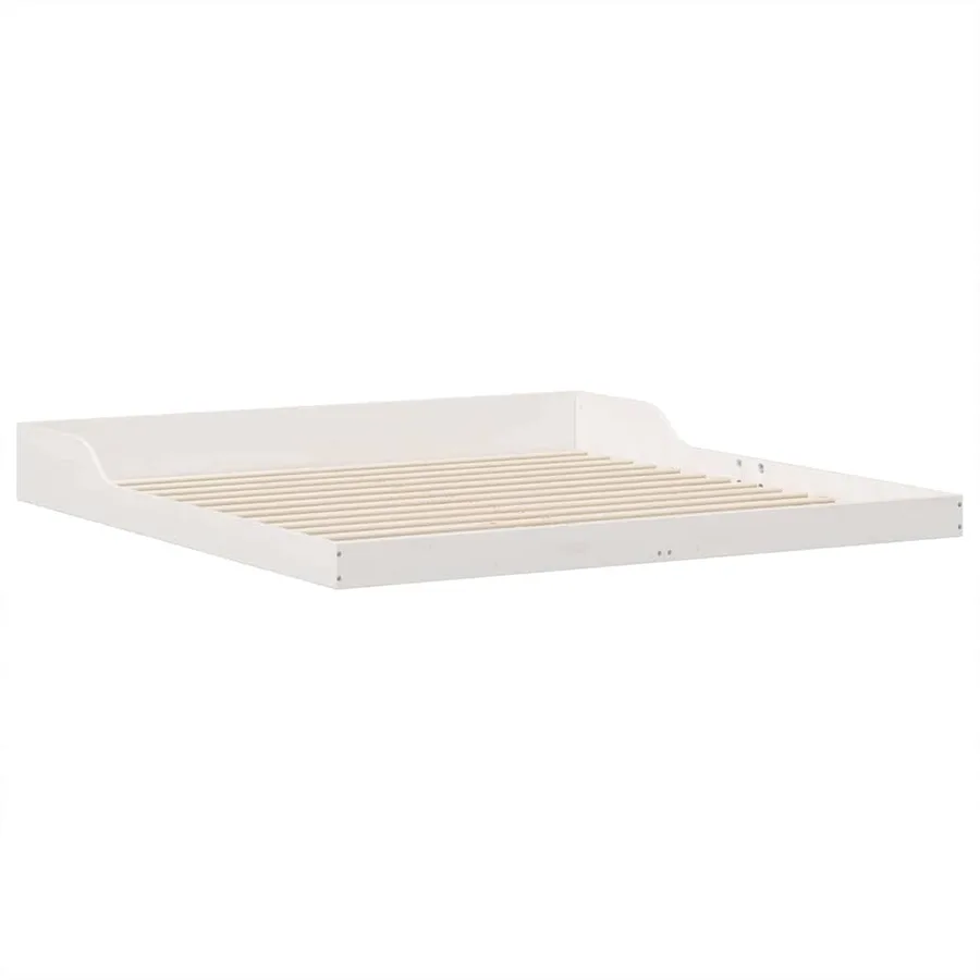 Cadre de lit Blanc 200 x 200 cm Pin massif - 4