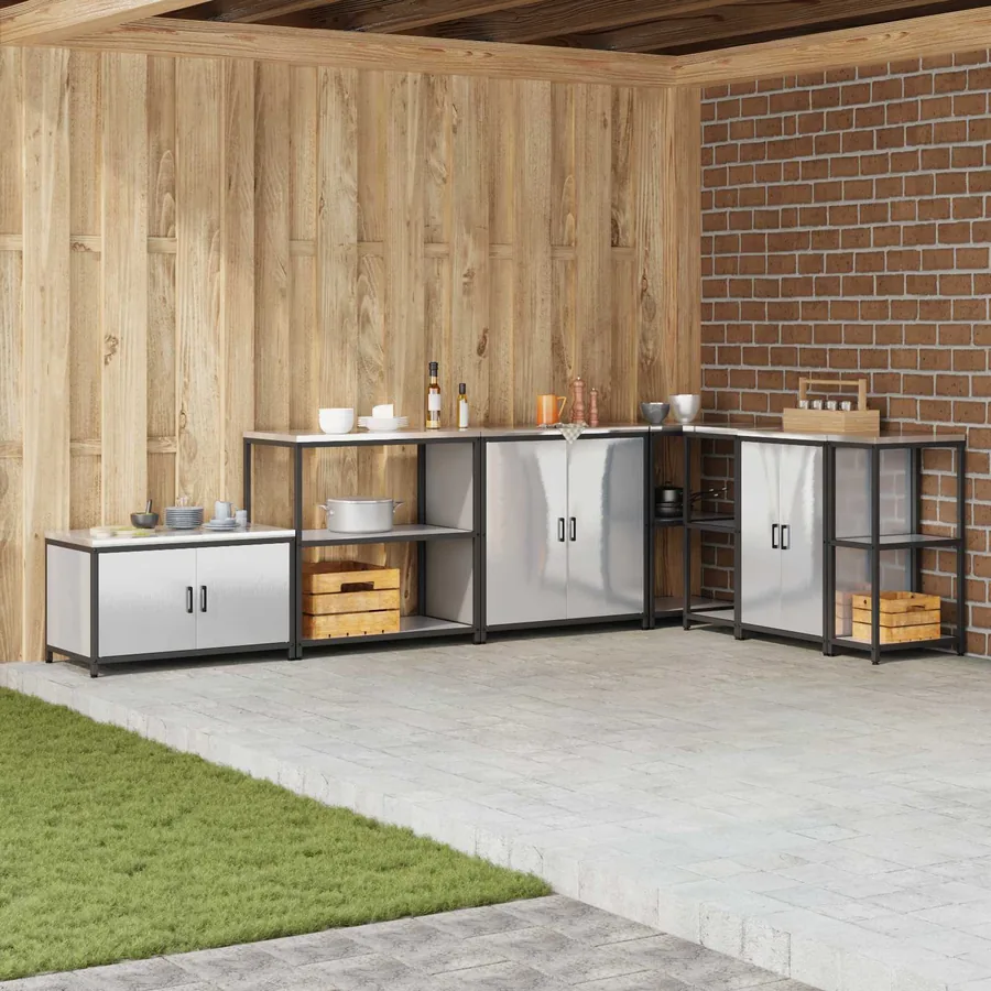 Rangement de cuisine HATTEM Argenté 90 x 50 x 92 cm Acier