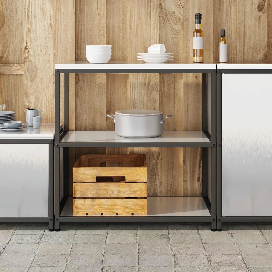 Rangement de cuisine HATTEM Argenté 90 x 50 x 92 cm Acier - 4