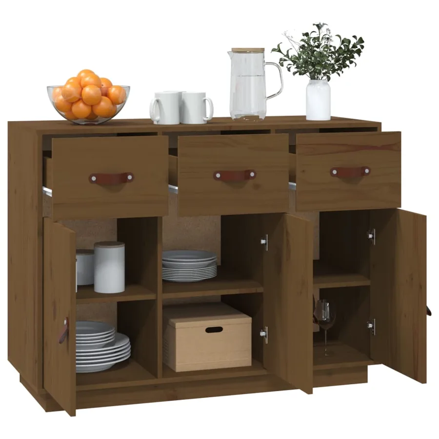 Buffet Marron miel 100x40x75 cm Bois massif de pin - 4