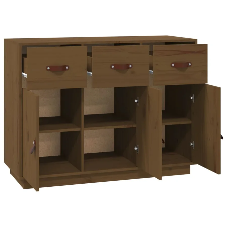 Buffet Marron miel 100x40x75 cm Bois massif de pin - 5